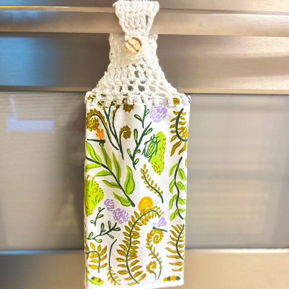 Hand Crafted Colorful Dragonflies Floral Hanging Hand Towels Crochet Top - Picture 11 of 12